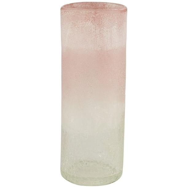 Studio 55D Pink and Clear 12 High Cylinder Glass Decorative Vase Studio 55D Pink and Clear 12 High Cylinder Glass Decorative Vase
